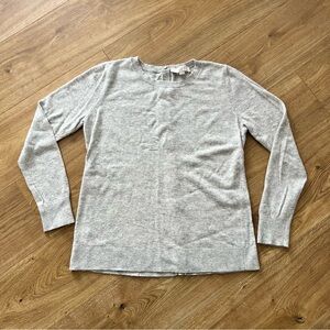 LOFT Heather Gray Pullover with Button Decor on back size M